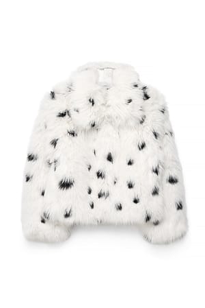 White/Black Dot Dotted Faux Fur Jacket