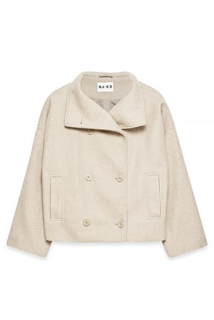 Light Beige Kort kåpe med dobbelt bryst