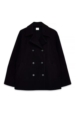 Black Double Breasted Short Coat