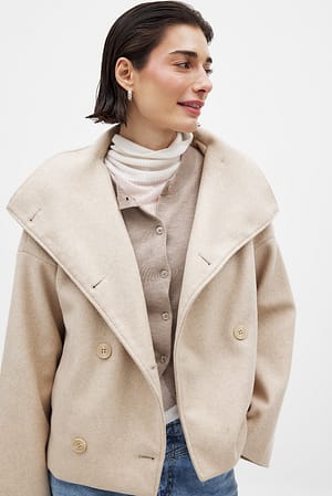 Light Beige Manteau court croisé