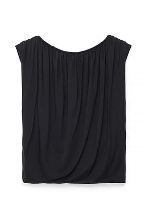 Black Ärmlös draperad topp