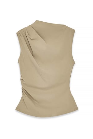 Khaki Drapert topp i jersey