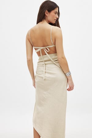 Light Grey Gedrapeerde linnen jurk
