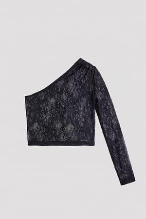 Black Langärmliges Oberteil mit Spitze