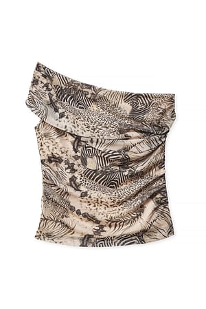 Samba Animal Print Draped Mesh Top