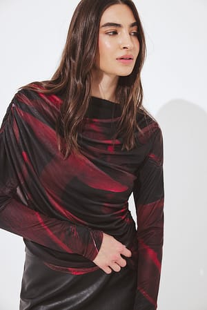 Print bedrucktes Mesh-Top mit Drapierung