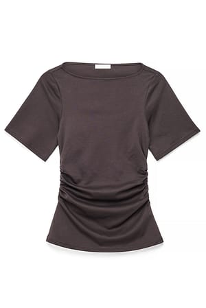 Brown Draped T-Shirt