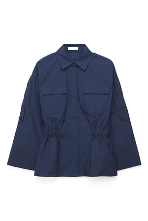 Navy Drawstring Cargo Shirt