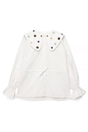 Offwhite Bluse med snøredetaljer