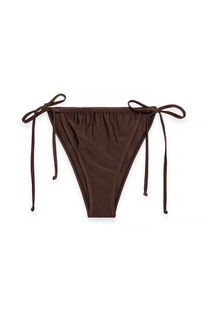 Dark Brown Bikinitruse med høyt liv og snøring