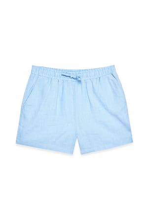 Blue Elastische linnen short