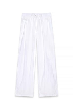 White Baumwollhose mit elastischem Bund