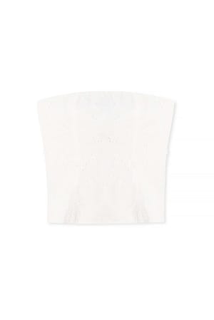 White Bandeau-Top mit Stickerei