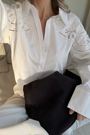 White Camisa de algodón con bordado