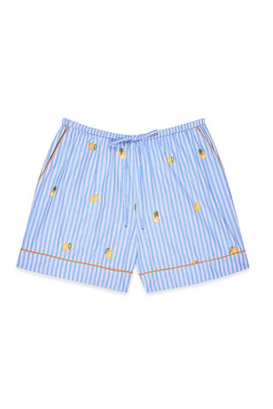 Blue Stripe weite Shorts mit Stickereidetail