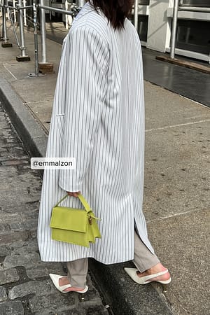 White/Grey Maxi jas met krijtstreep