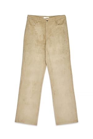 Sand Extra Long Faux Suede Trousers