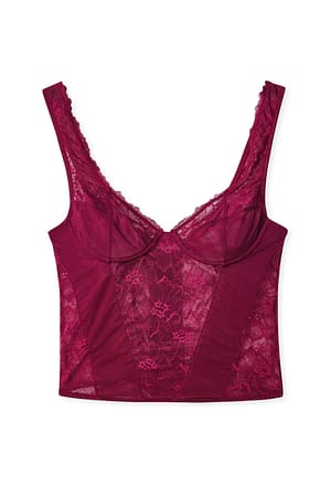 Cherry Lace Panel Corset