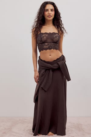 Brown Eyelash Lace Bandeau Bralette