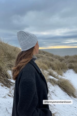 Grey Melange Weite Ripp-Strickmütze