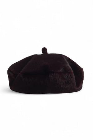Burgundy Faux Fur Beret