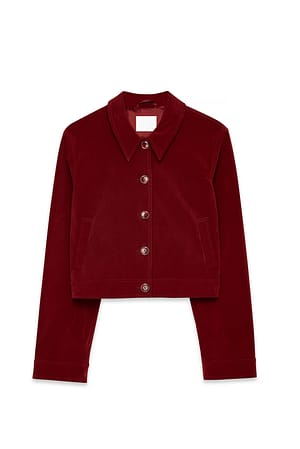 Burgundy Boxy-Jacke aus Kunst-Wildleder
