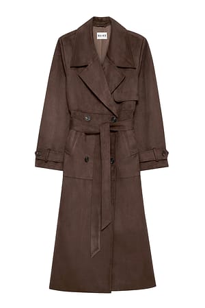 Brown Gabardina de ante de imitación