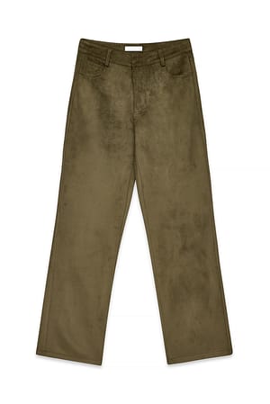 Dark Green Bukser i imiteret ruskind