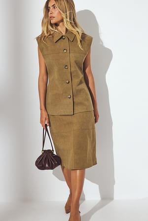 Beige Weste aus Kunst-Wildleder
