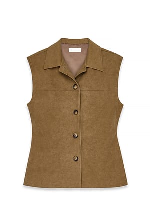 Beige Faux Suede Vest