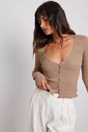 Brown Cardigan med knapper