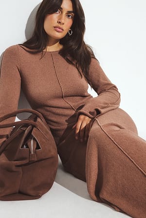 Brown Fine Knitted Maxi Dress