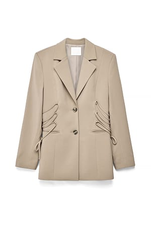 Taupe Fitted Lacing Blazer