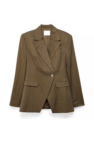 Brown Tætsiddende blazer i lyocellblanding