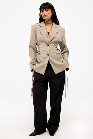 Taupe Fitted Lacing Blazer