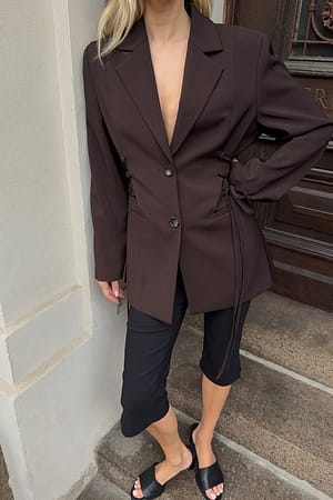 Brown Fitted Lacing Blazer