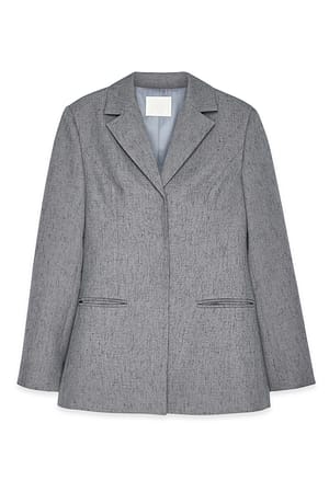 Grey Fitted Melange Blazer