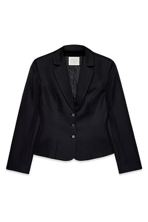 Black Fitted Satin Blazer