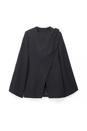 Black taillierter Schal-Blazer