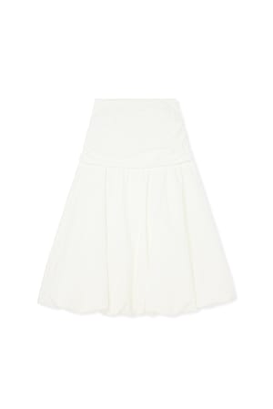 Off White Fitted Waist Balloon Midi Skirt