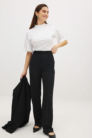 Black Stretchy recht model broek