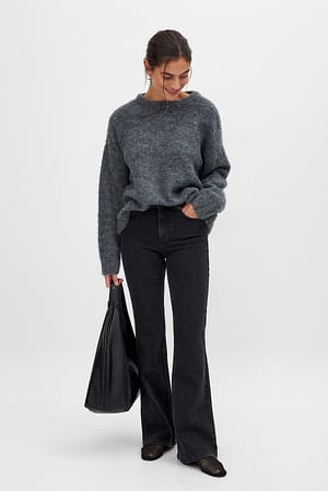 Black Jeans med svaj og høj talje