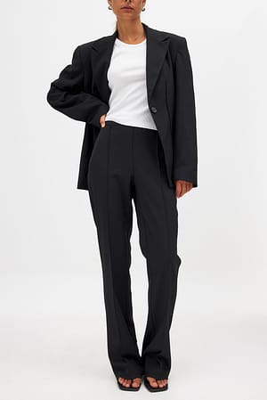Black Pantalon de tailleur évasé à taille mi-haute