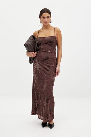 Brown Maxi-jurk met bloemenprint