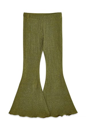Olive Green Bukser med flæsedetalje