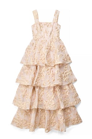 Pink Flounce Volume Maxi Dress