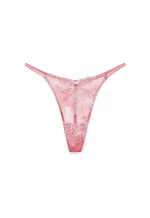 Pink Flower Embroidery Tanga