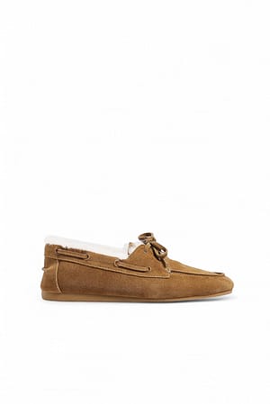 Tan Mocasines de ante esponjosos