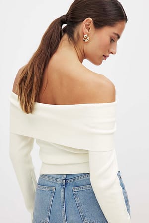 Offwhite Haut en maille à épaules dénudées avec revers