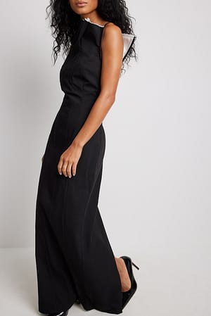 Washed Black Folded Seam Detail Dress